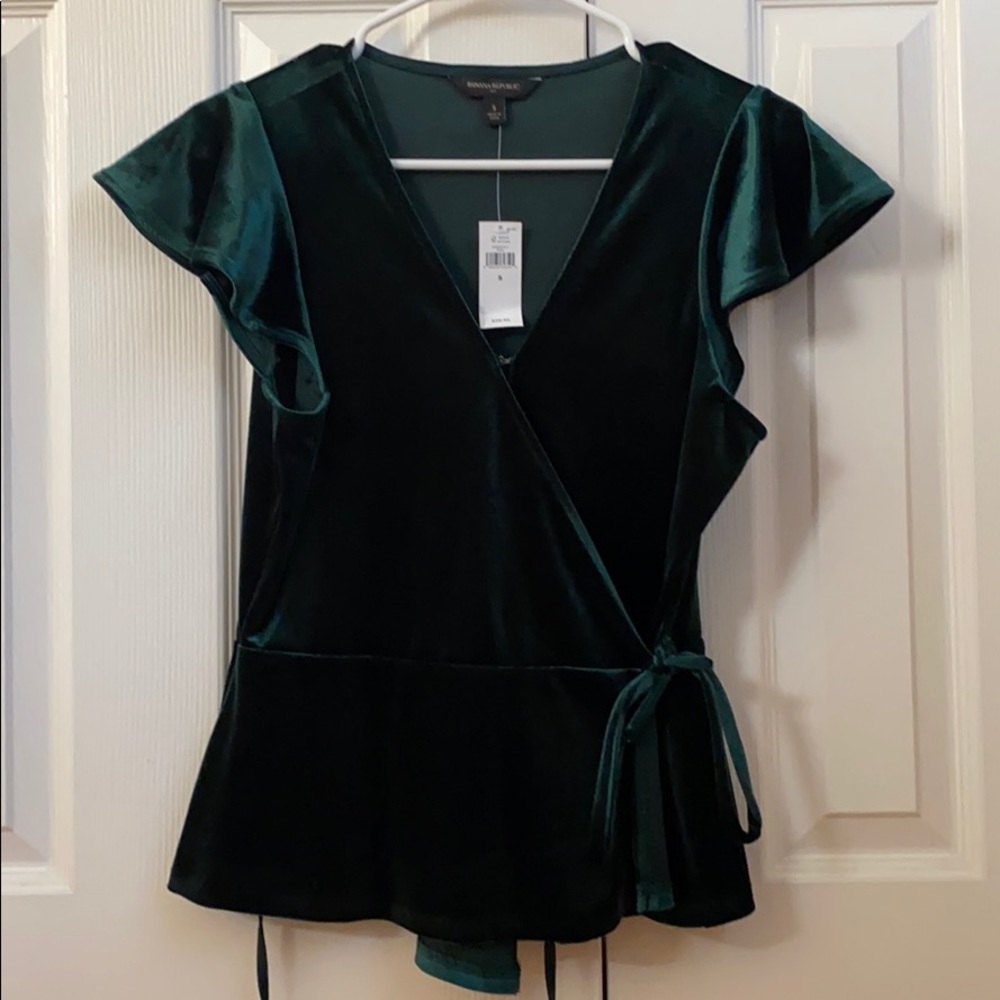 Green Velvet Wrap Short Sleeve